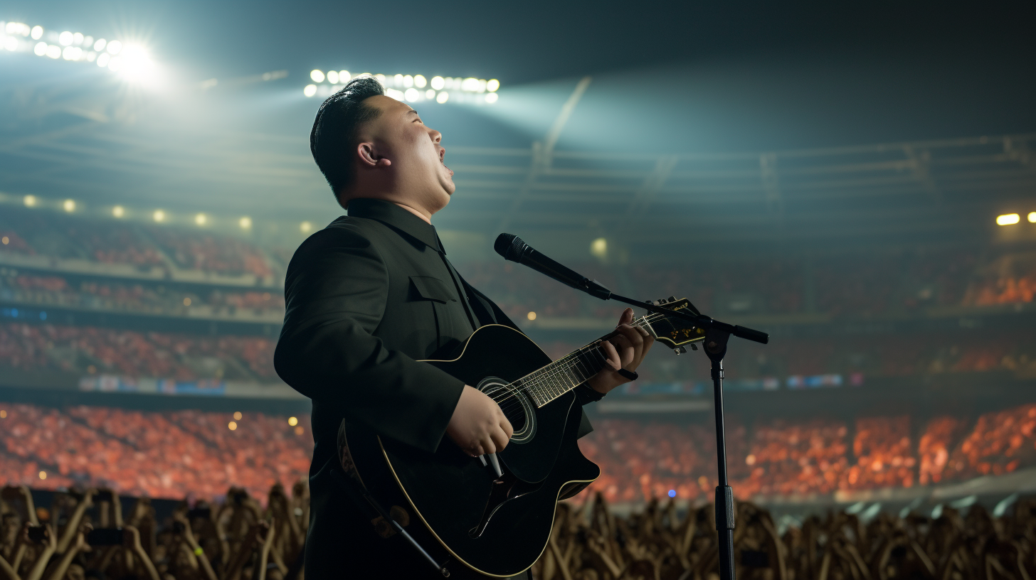 Kim Jong Un performing live with Metallica