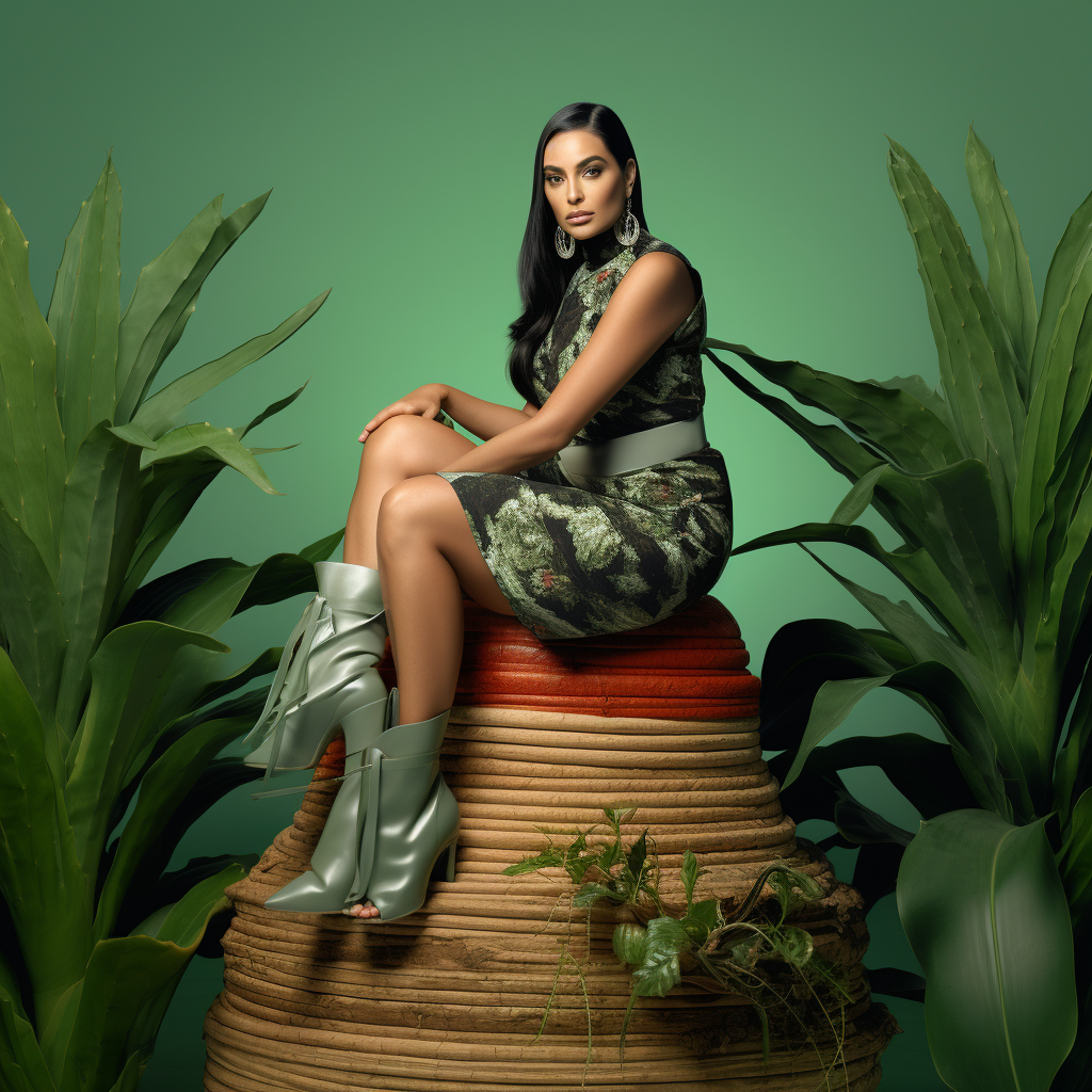 Kim Kardashian sitting on a cactus