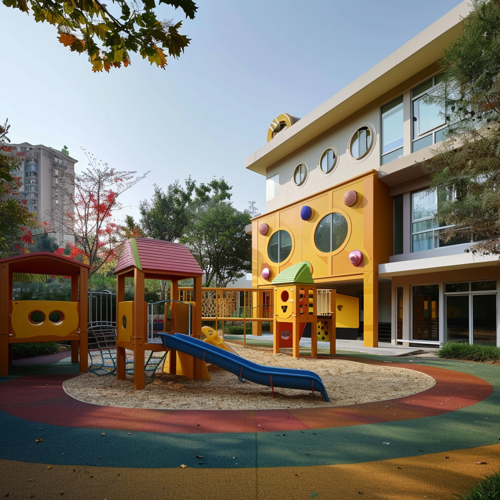 Kindergarten Playground in Minimalist Garden