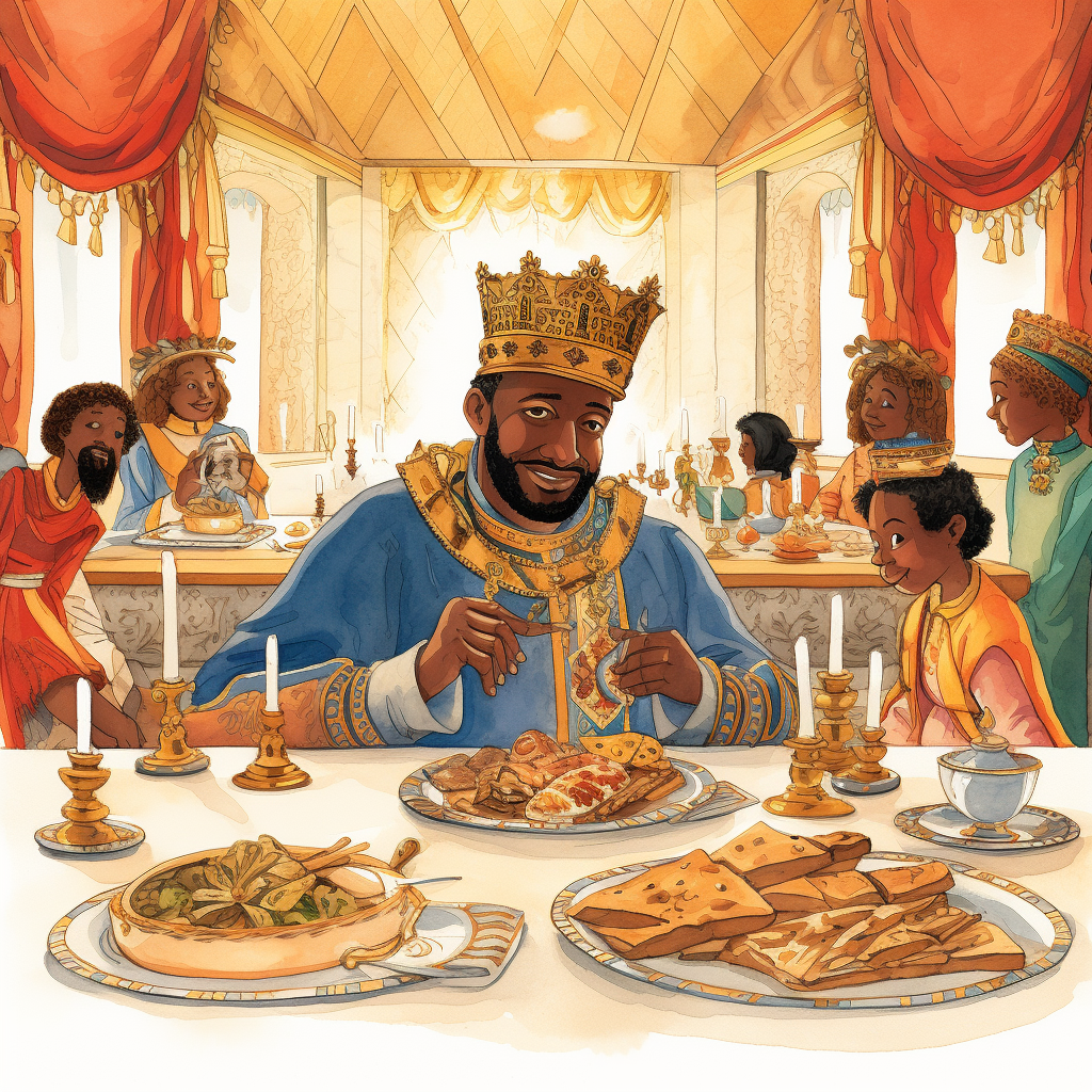 Jovial king enjoying a royal feast