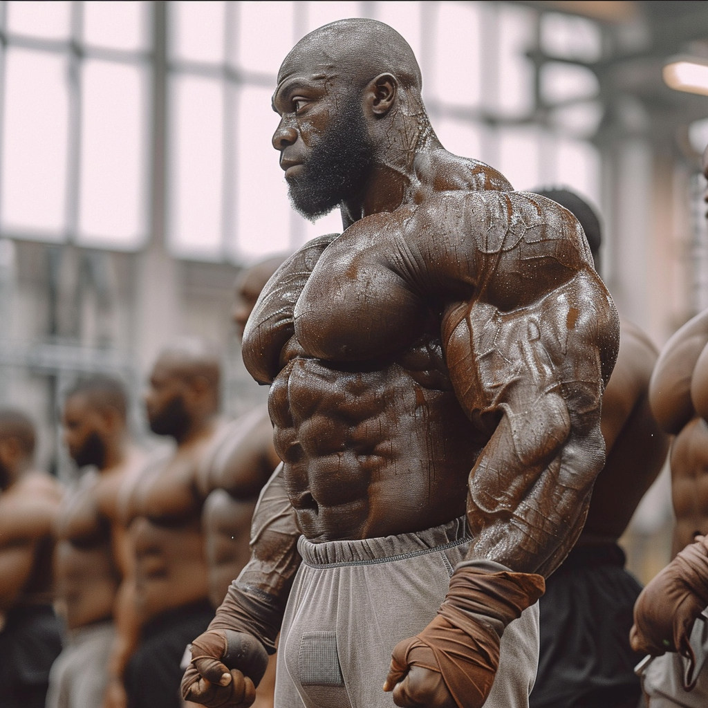 King Kong doing biceps curls at the gym