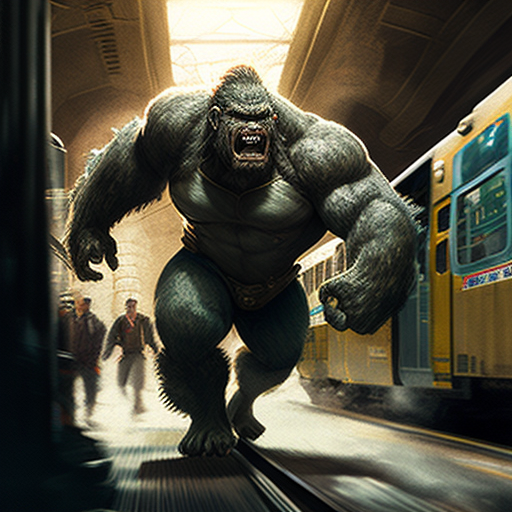 King Kong Carrying Subway Train