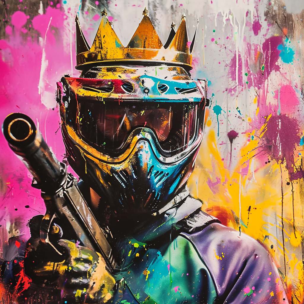 King playing paintball abstract