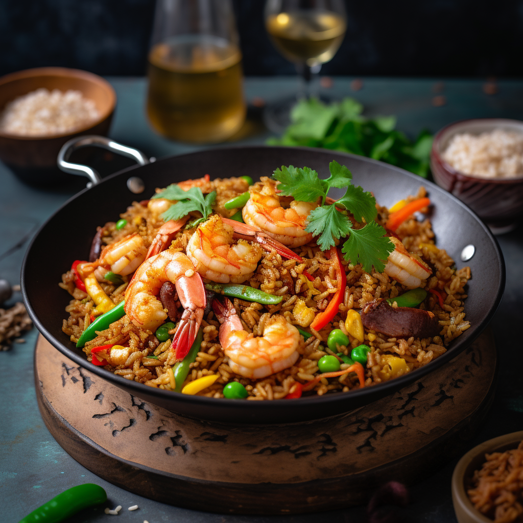 Tasty king prawn fried rice