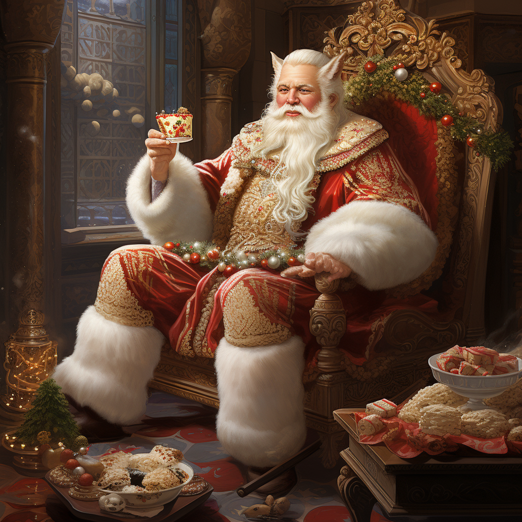 King Santa being served milk and cookies