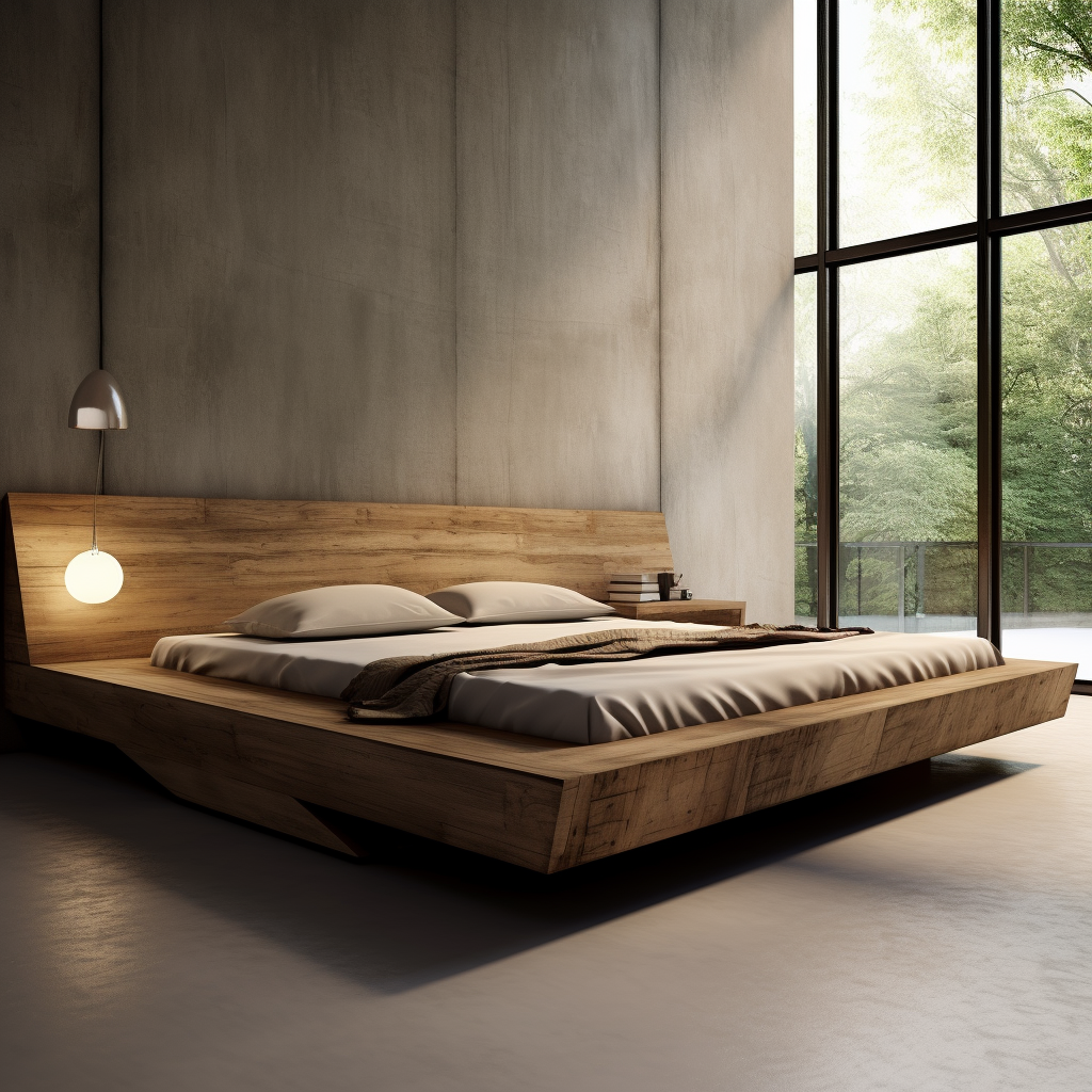 Minimalist King Size Bed on Platform