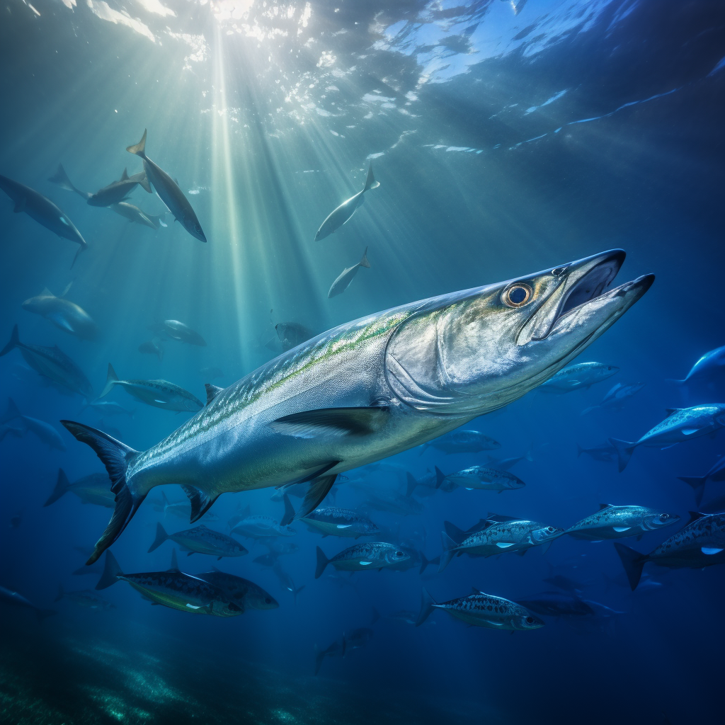 Magnificent king mackerel fish swimming gracefully