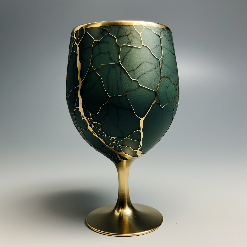 Kintsugi cocktail in forest green, blue, and gold