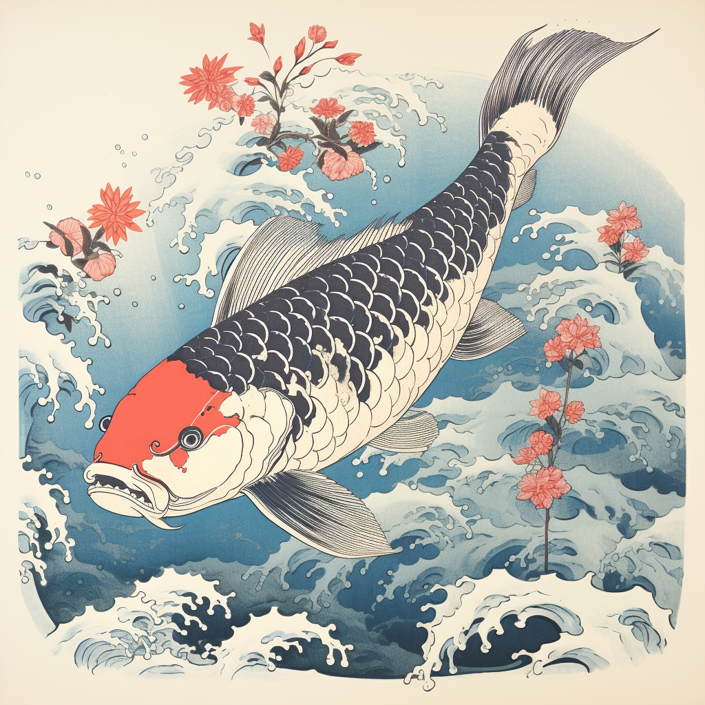 Colorful koi carp swimming gracefully