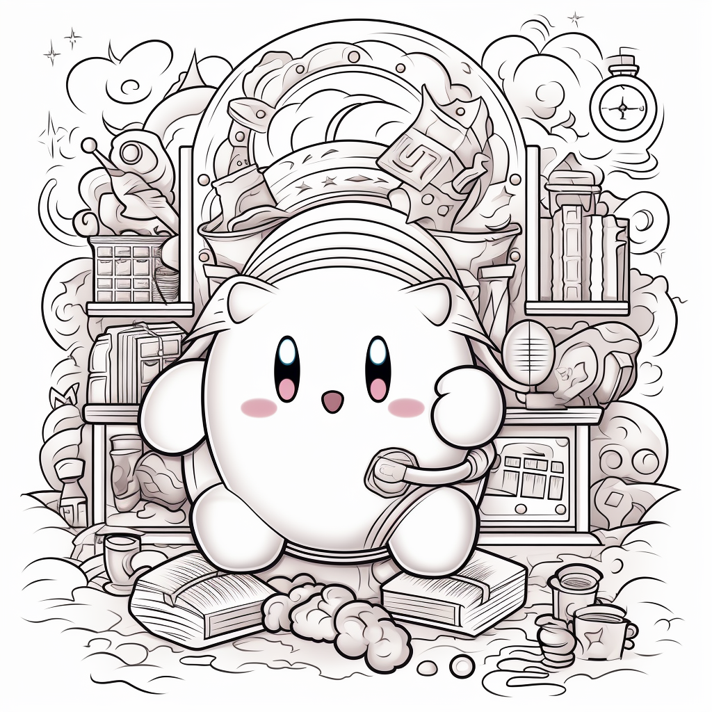 Colorful Kirby adult coloring page