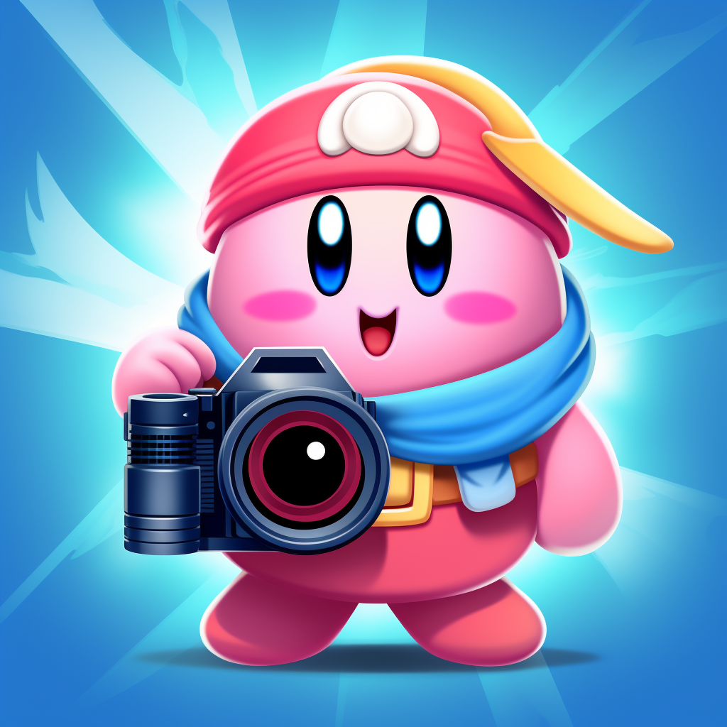 Kirby holding a camera