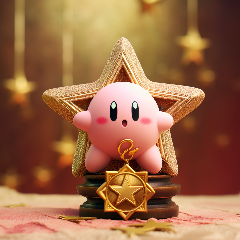 Cute Kirby on shining gold star