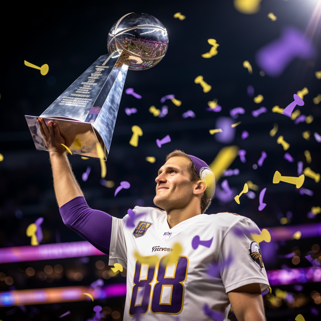 Kirk Cousins holding Super Bowl trophy