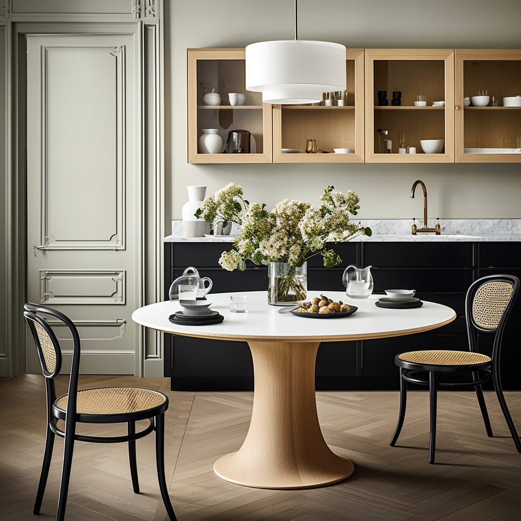 Elegant kitchen and dining scene