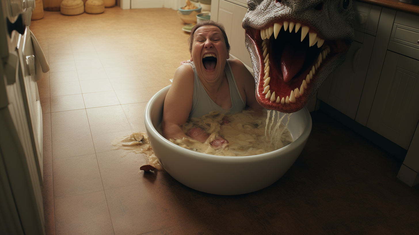 Person happily eating from a big bowl