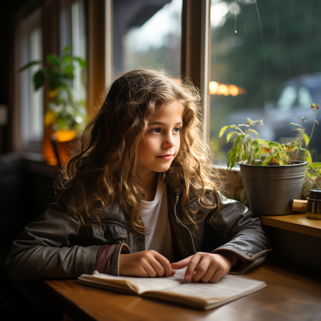 Person sitting at kitchen table