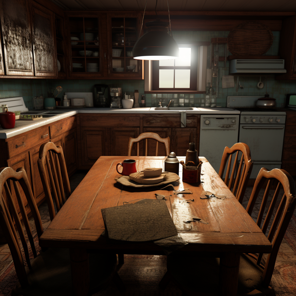 Closeup view of kitchen table