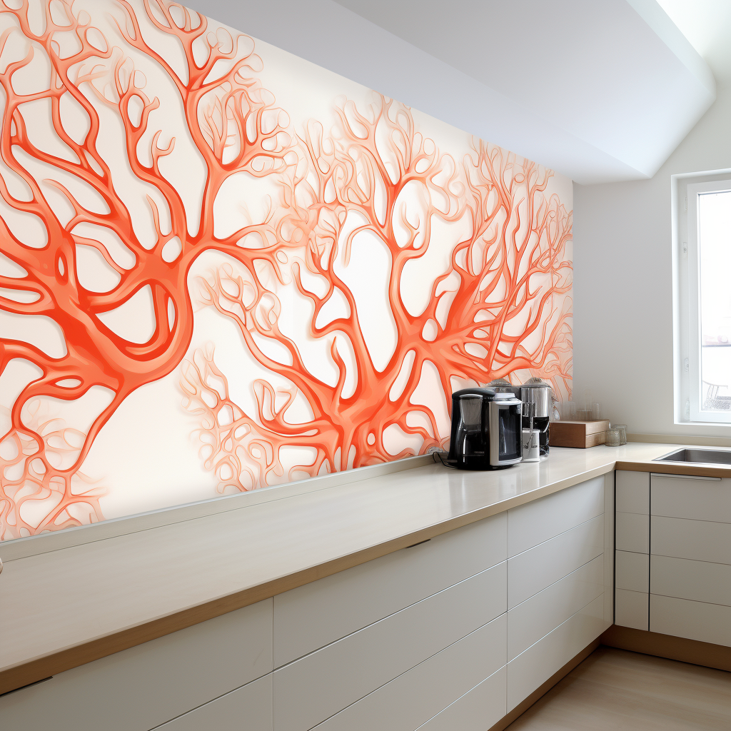 Patterned Kitchen Wall with Corals