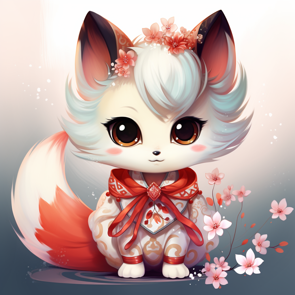 Cute Kitsune Chibi Illustration