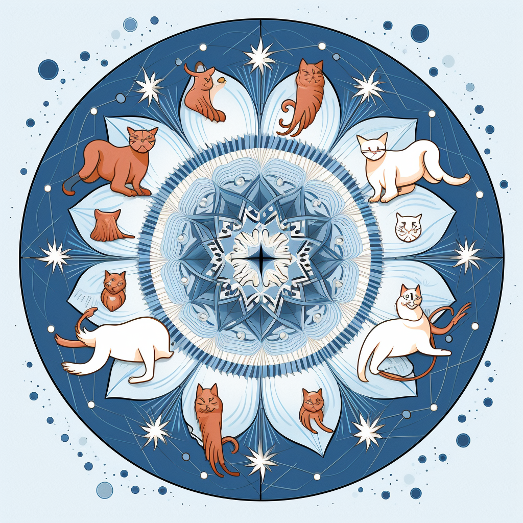 Kitten Mandala Constellations Coloring Page