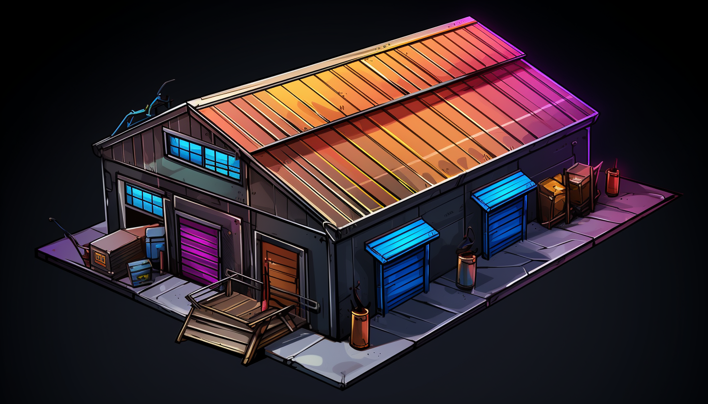 Isometric Kliplok Shed Sketch Render 3 Colors