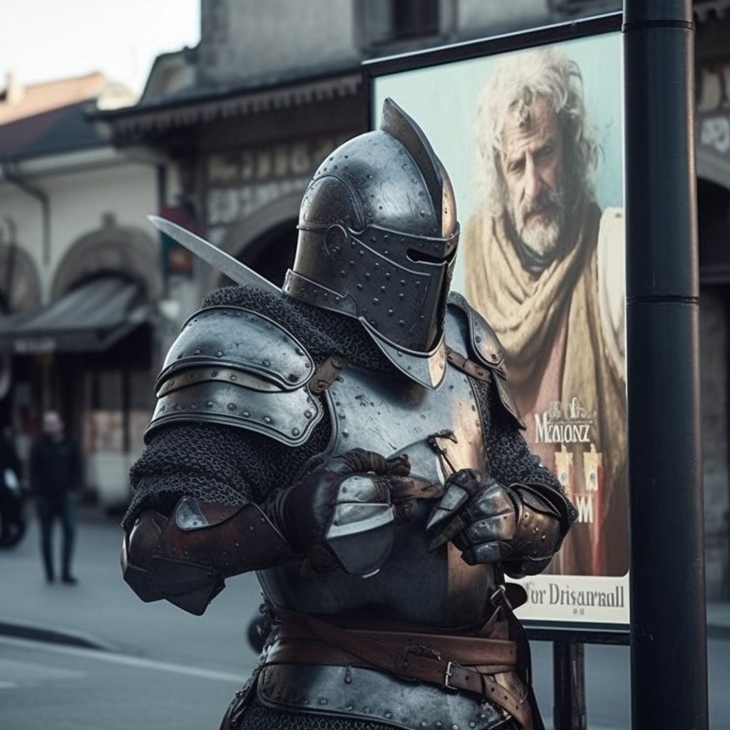 Knight hero fights big billboard with teeth