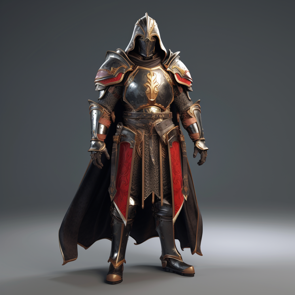 Knight in Red Cloak Armor