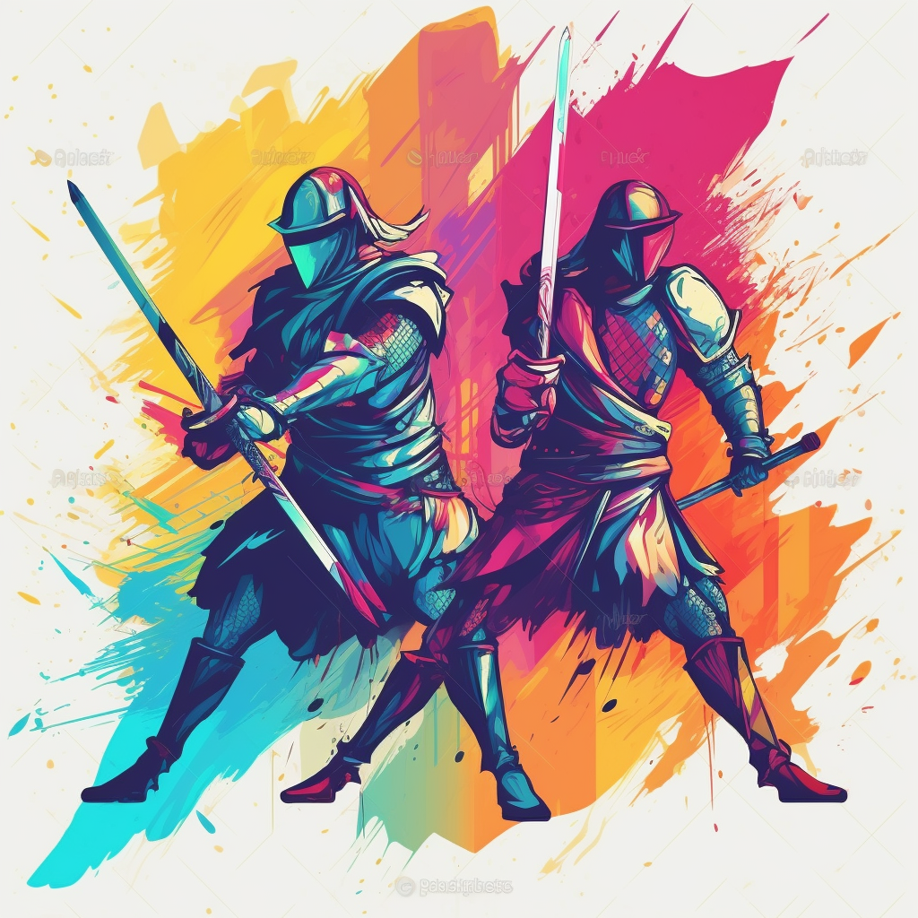 Knight Battle with Colorful Swords