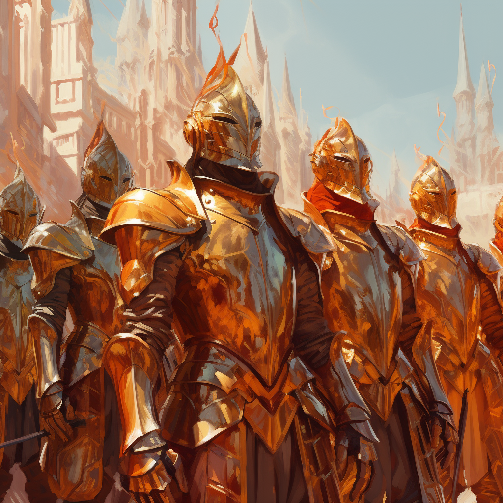 Knights in Golden Orange Armor