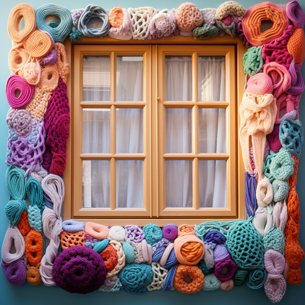 Cozy knitted window decor