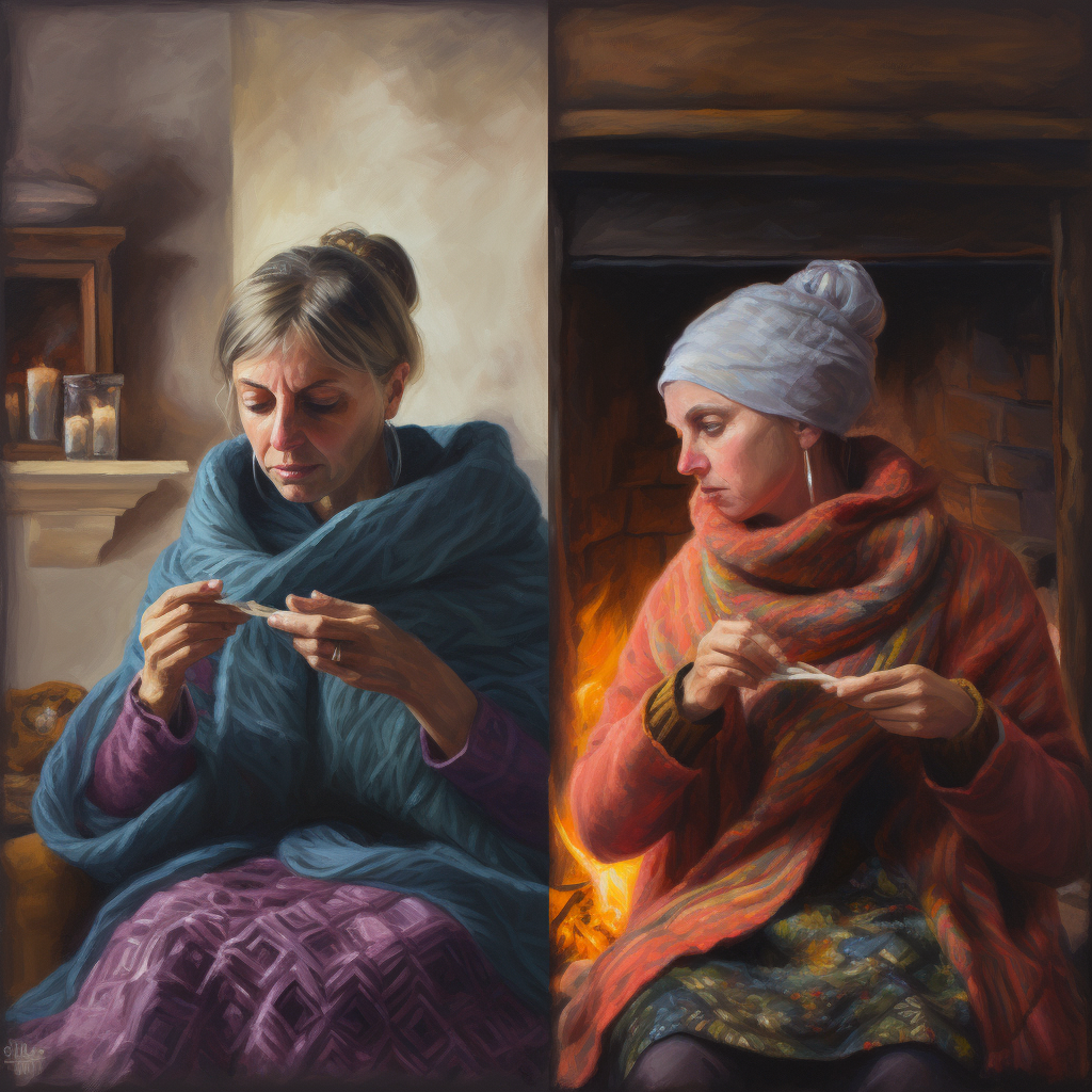 Image of Women's Progress in Knitting Scarf