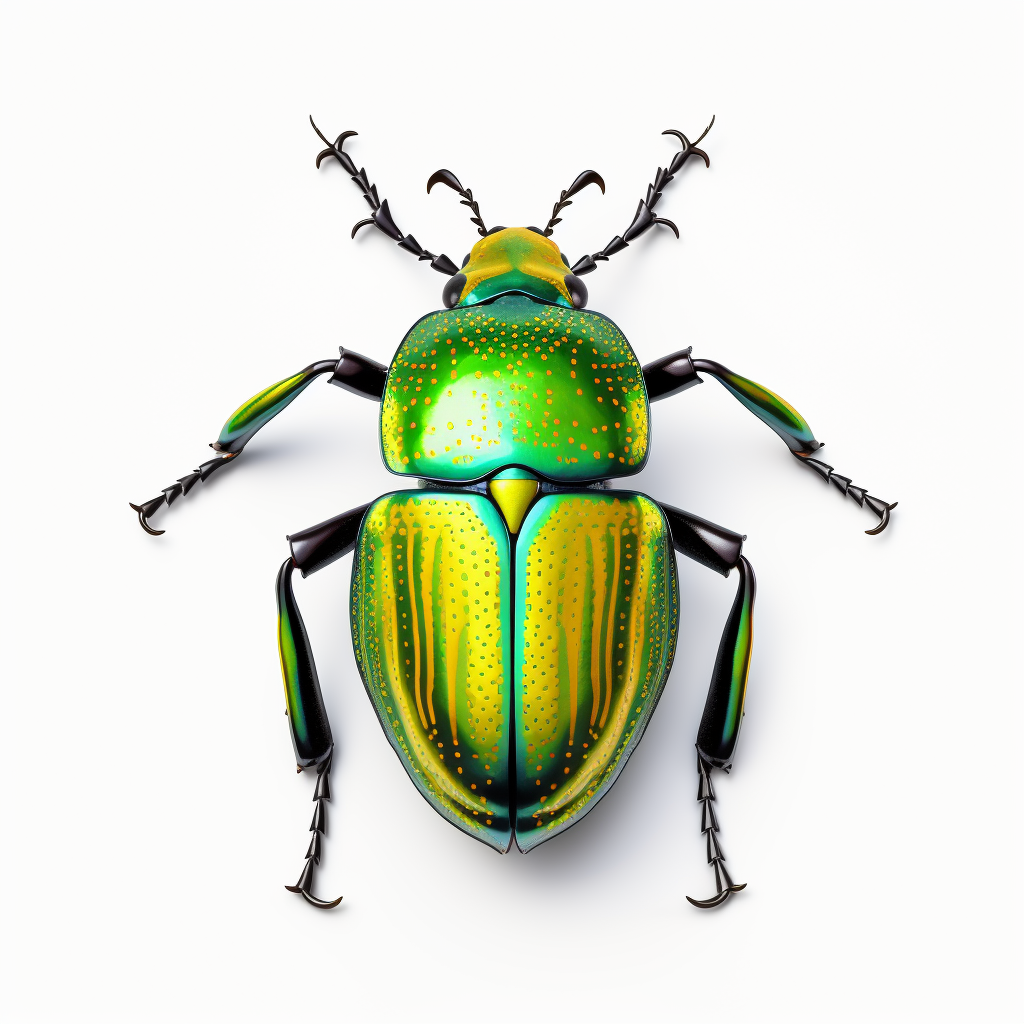 Vibrant knotgrass leaf beetle in full color