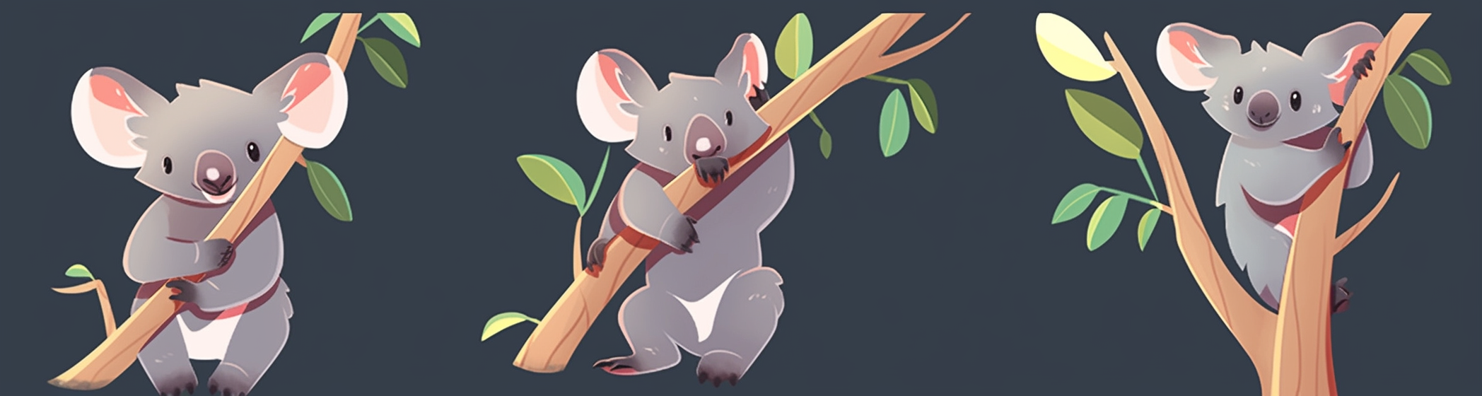 Koala playing rich picture flat illustration