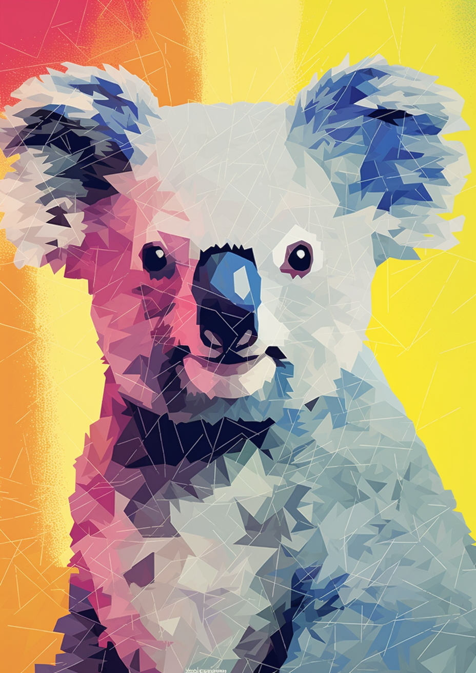 Koala poster with rough block shapes