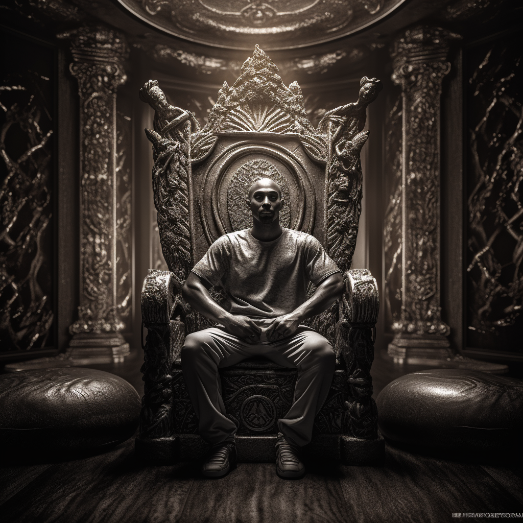 Kobe Bryant on Golden Throne with Rings