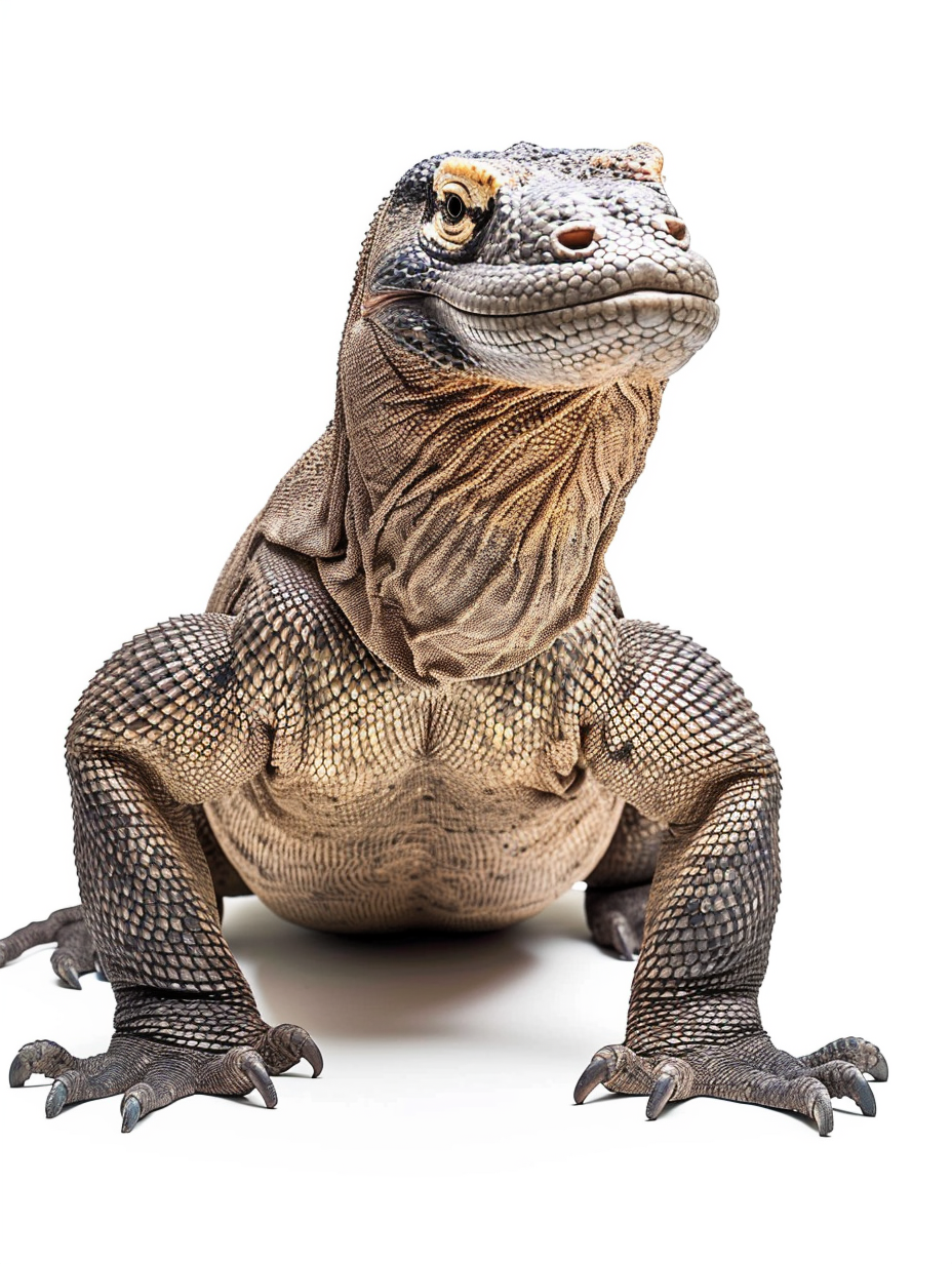 Komodo Dragon Lizard on White Background