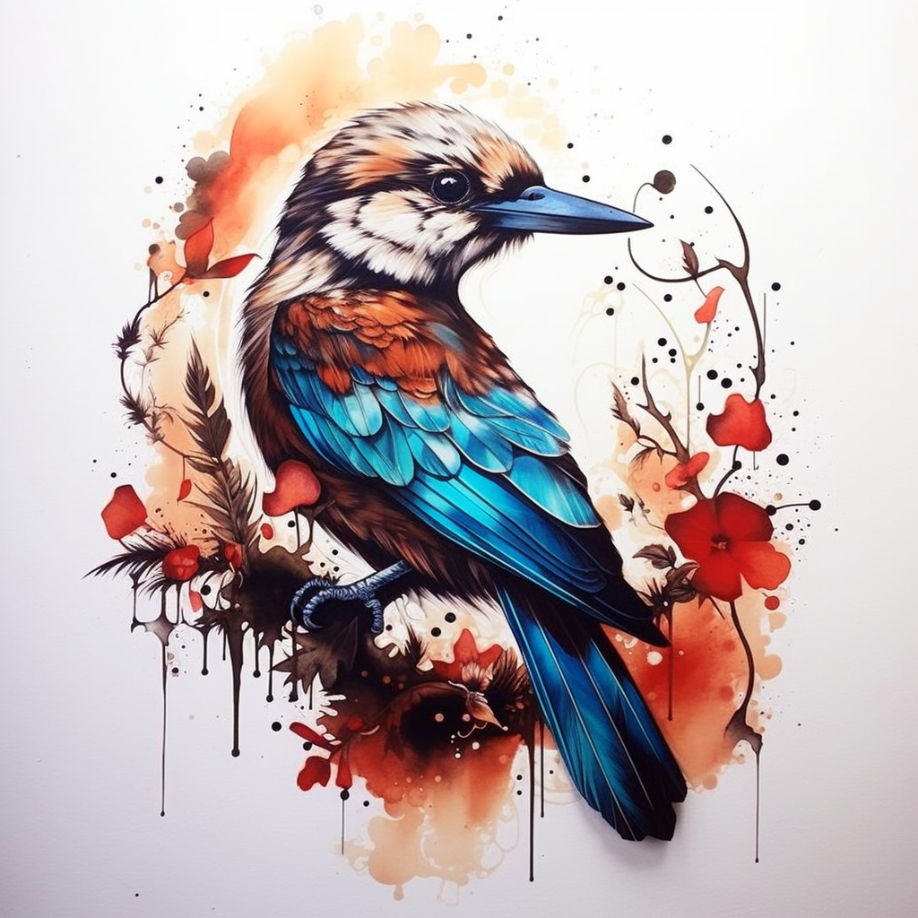 Vibrant Kookaburra Tattoo Sketch