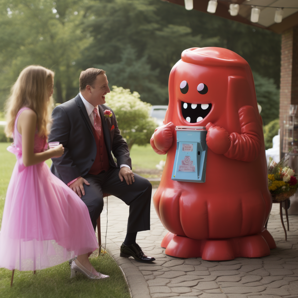 Colorful Kool-Aid Man Sprinkling Joy at Wedding