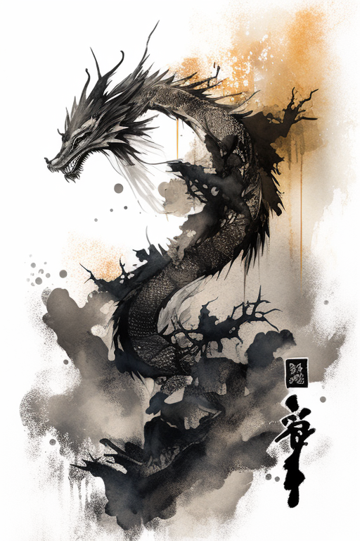 Beautiful Korean Dragon Ink Painting