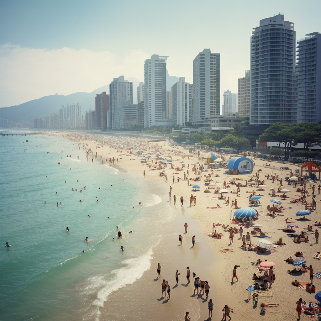 Scenic view of Haeundae Beach in Busan, Korea