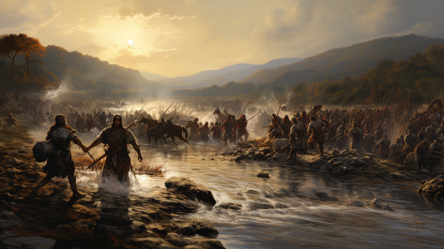 Korean Army Crossing River Uprising 14th Century