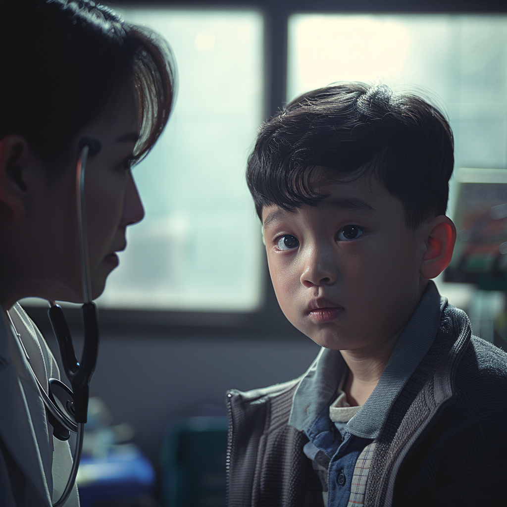 Korean boy with doctor conversation