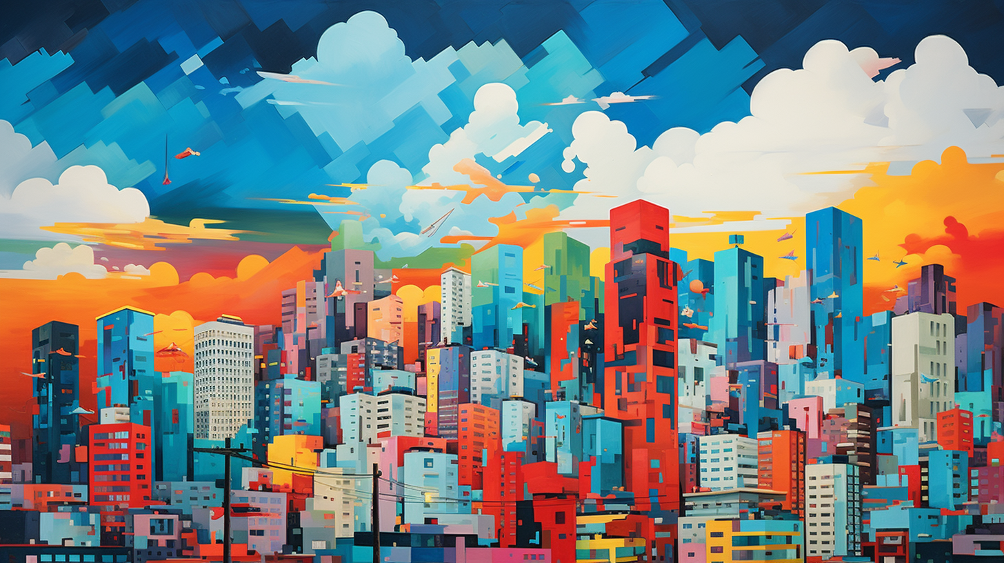 Energetic Korean cityscape with skyscrapers