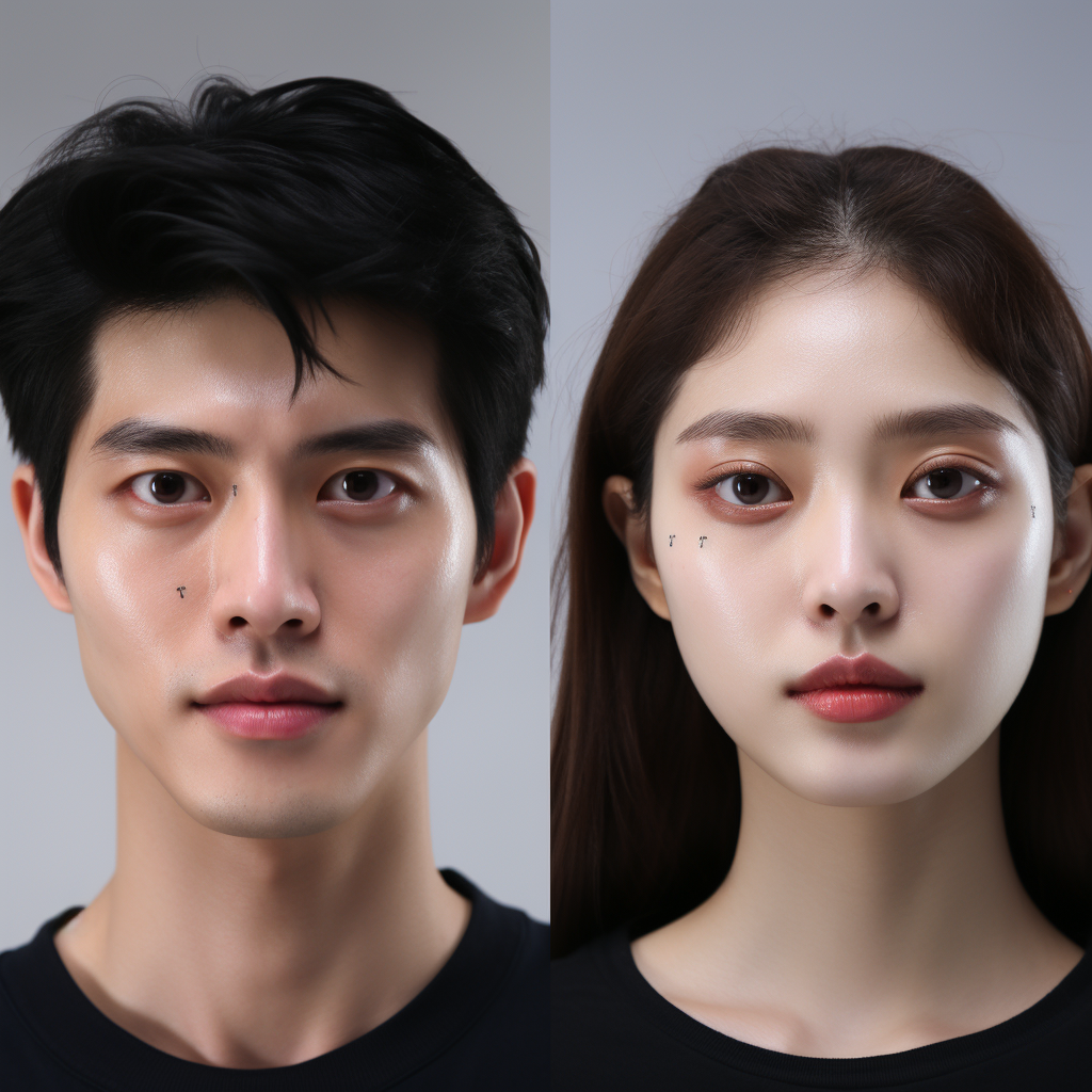 Korean couple with natural eyes