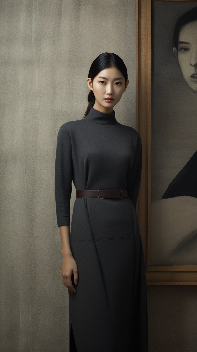 Stylish Korean Model in Prada Cashmere Dress