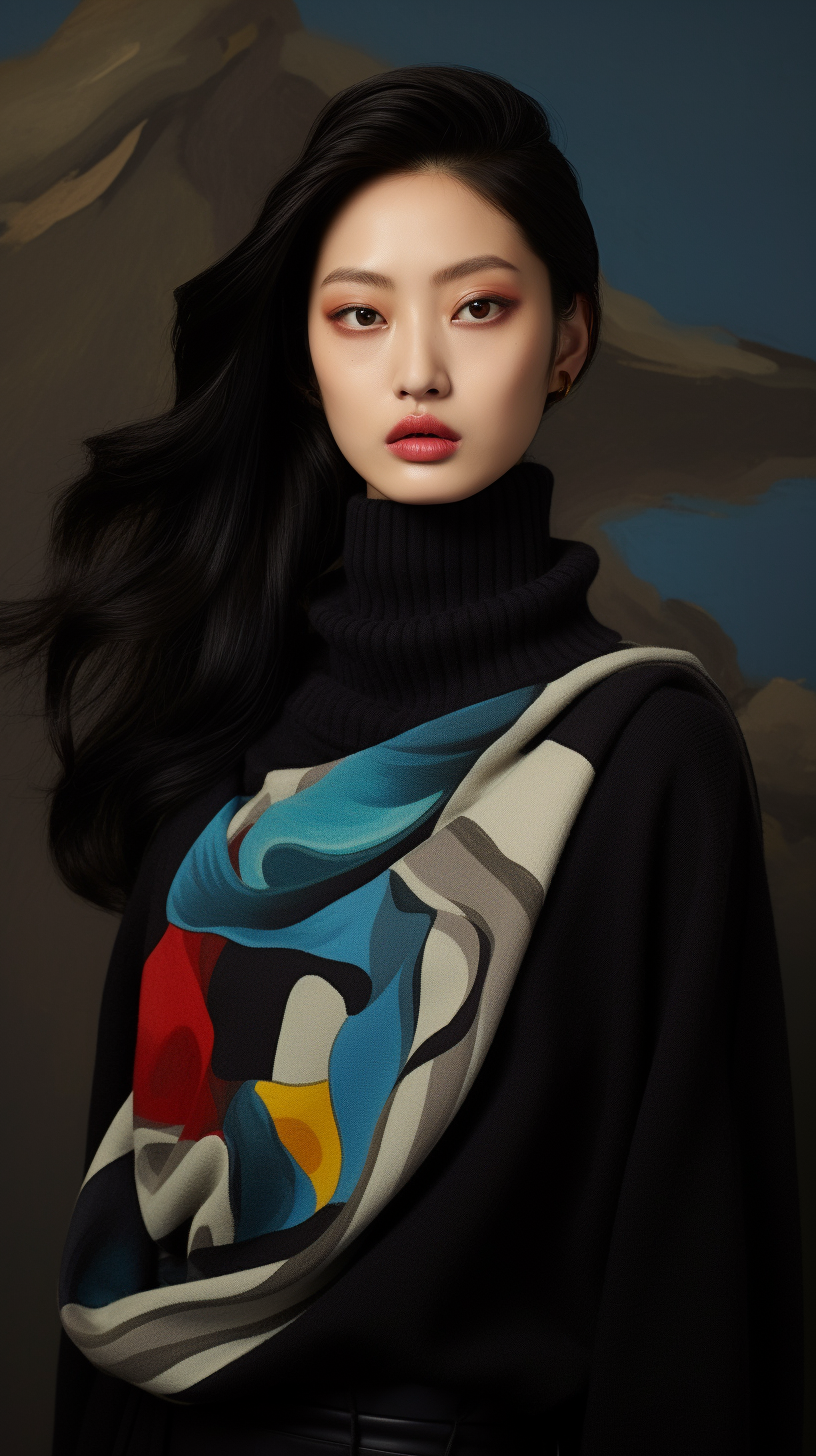 Korean model in stylish Prada cashmere sweater