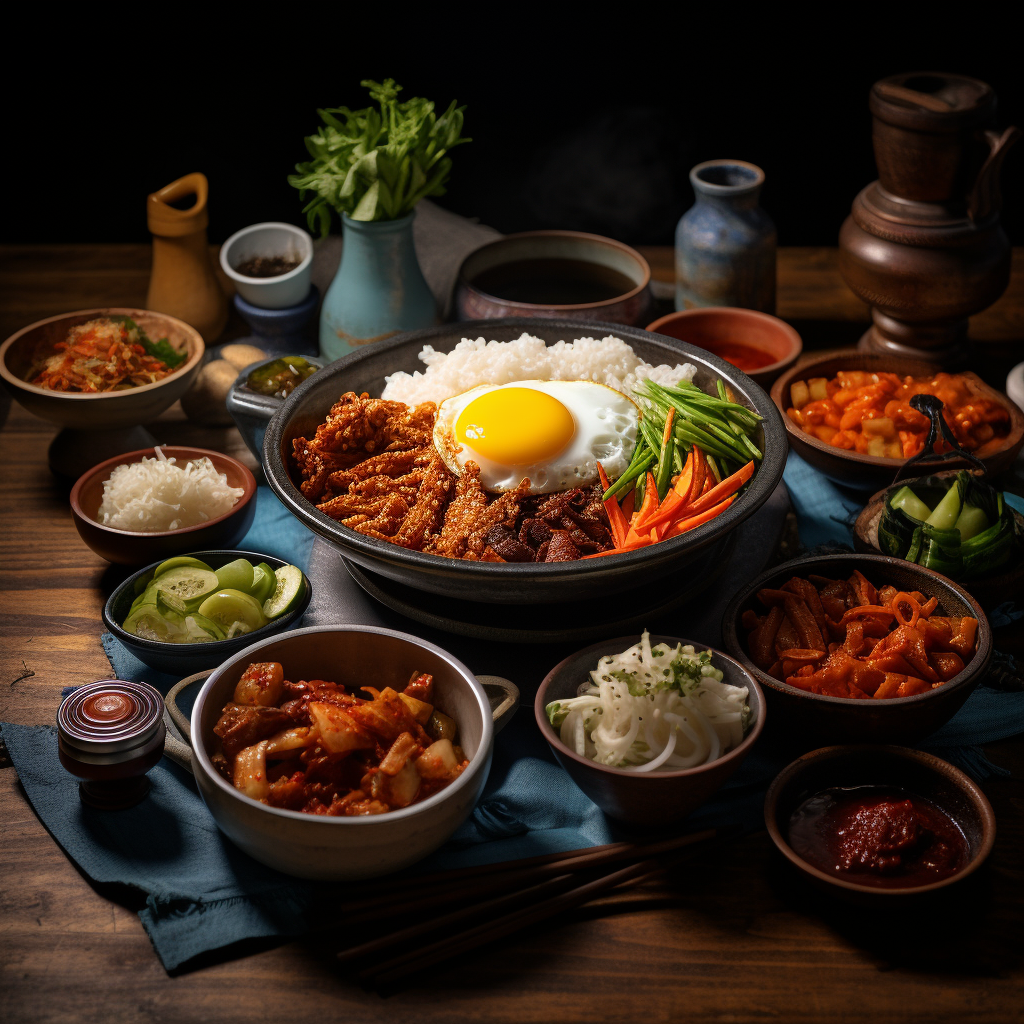 Authentic Korean Food on Table