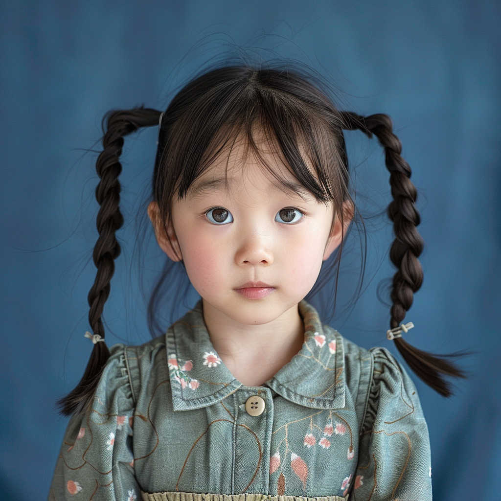 Six-year-old Korean girl pigtails