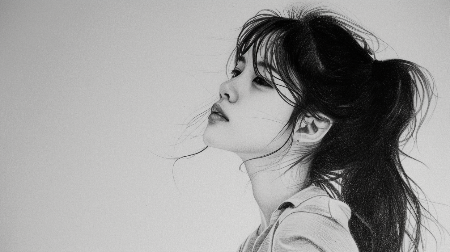 Korean girl standing pose drawing