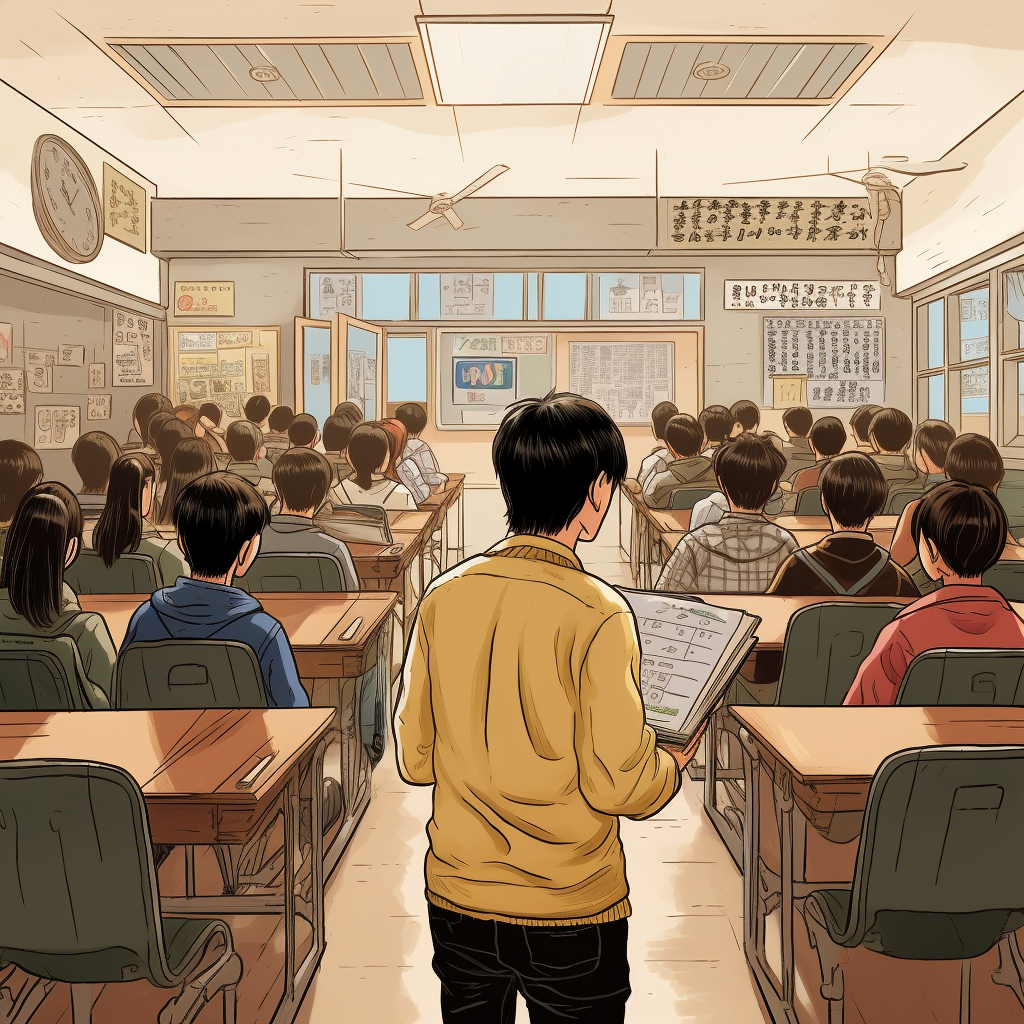 Korean high school back illustration